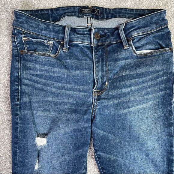 Abercrombie & Fitch Jeans Women’s 26 Long Blue Skinny Ankle Mid-Rise Dark Denim - Picture 2 of 12